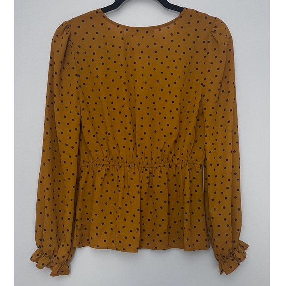 CRAVE FAME BY ALMOST FAMOUS Lantern Sleeve Polka Dot Peplum Top Sz. S - NWT - Picture 2 of 6